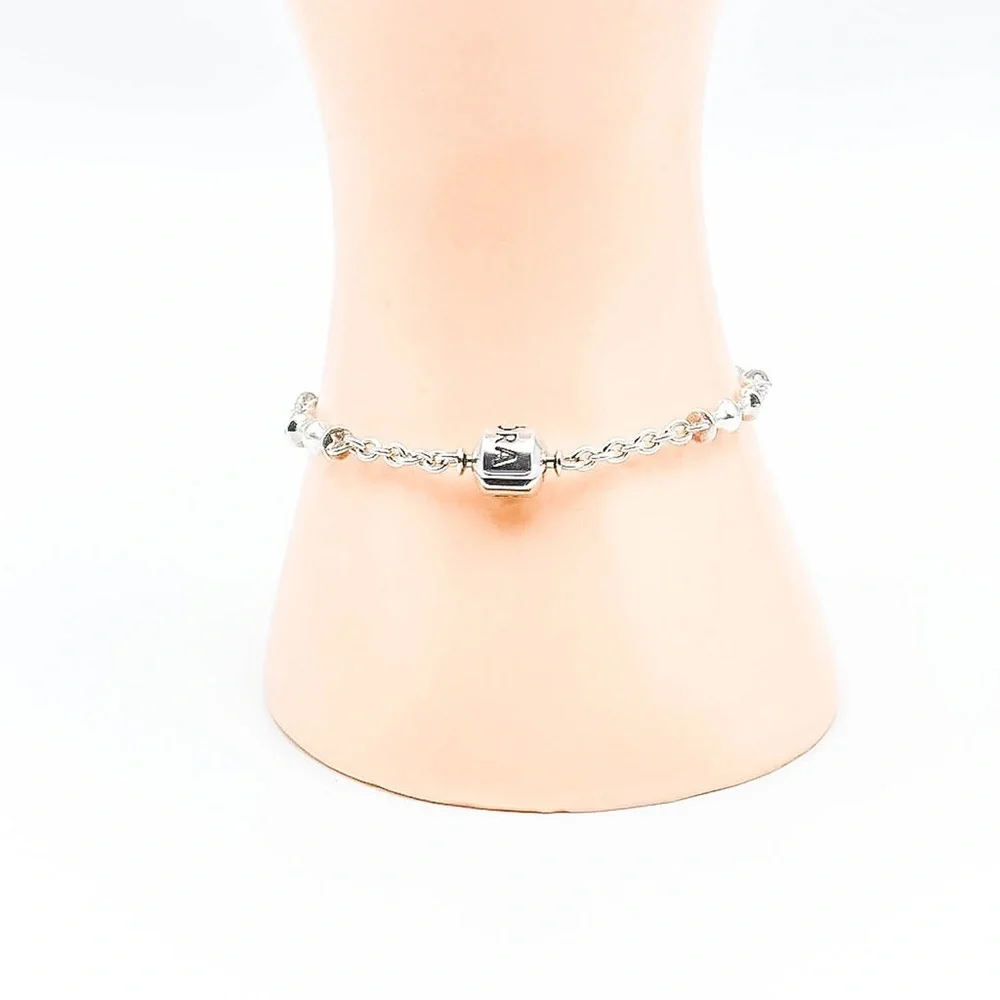 PANDORA FIVE STATION CLIP CAPTURE STERLING SILVER BRACELET WITH PANDORA CLASP - Picture 4 of 5